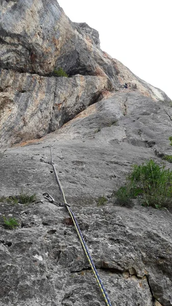 a rock is ready for climbing on it at summer