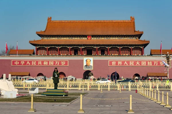Beijing Çin Aralık 2017 Giriş Yasak Şehir Pekin Mao Zedong — Stok fotoğraf