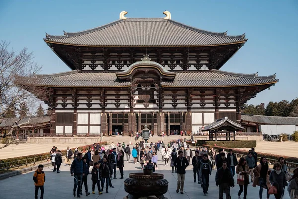 Nara Japão Jan 2018 Turistas Moradores Que Caminham Daibutsu Den — Fotografia de Stock