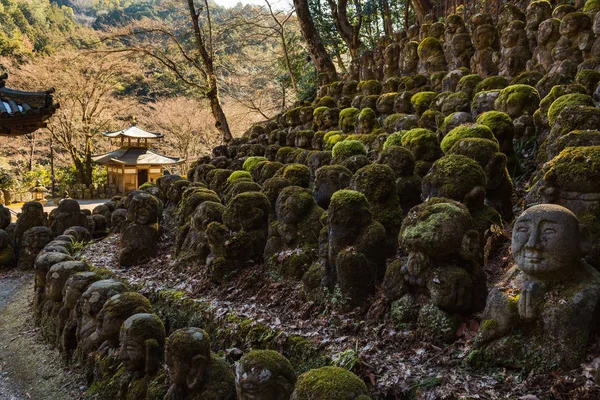 Kyoto Japão Fev 2018 Estátuas Pequenos Budas Kawaii Templo Otagi — Fotografia de Stock