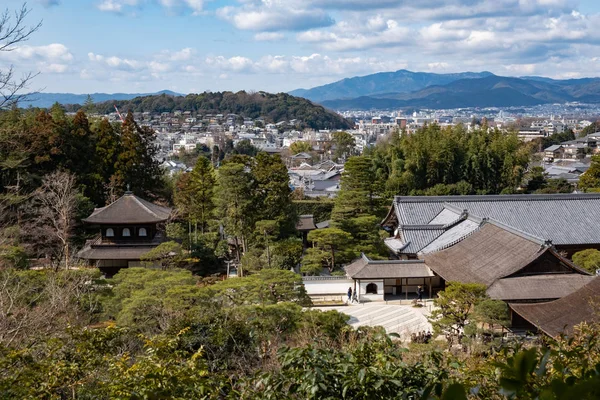 Kyoto Japão Fev 2018 Vista Aérea Kyoto Floresta Verde Templo — Fotografia de Stock