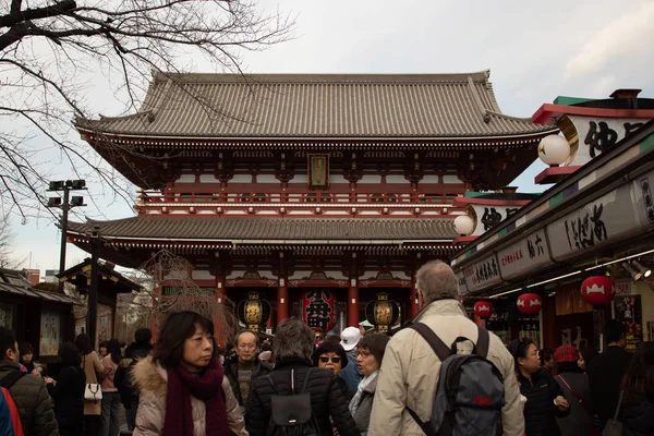 Tokyo Japão Fev 2018 Pessoas Caminhando Por Caminho Santuário Senso — Fotografia de Stock