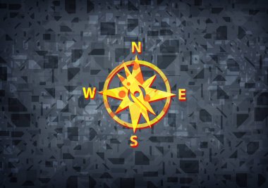 Pusula simgesini siyah arka plan üzerinde soyut illüstrasyon izole