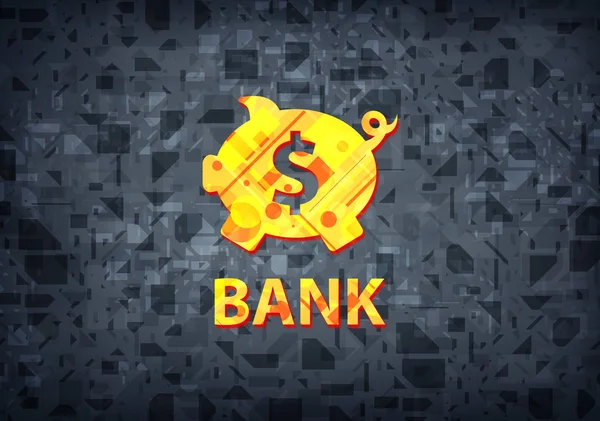 在黑色背景上孤立的银行 小猪盒美元符号 抽象插图 — 图库照片