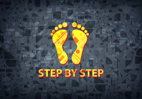 Schritt Für Schritt Fußabdruck Symbol Isoliert Auf Schwarzem Hintergrund Abstrakte — Stockfoto