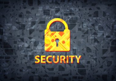 Siyah arka plan üzerinde soyut illüstrasyon izole güvenlik (asma kilit simgesi)