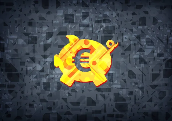 Piggy Bank Euro Teken Pictogram Geïsoleerd Zwarte Achtergrond Abstracte Illustratie — Stockfoto