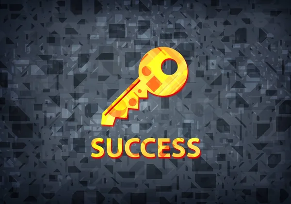 Success (key icon) isolated on black background abstract illustration