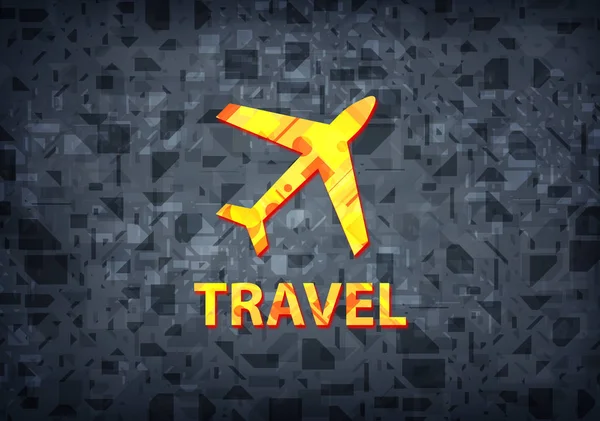 Travel (plane icon) isolated on black background abstract illustration