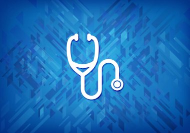 Üzerinde mavi arka plan soyut illüstrasyon izole stetoskop simgesi