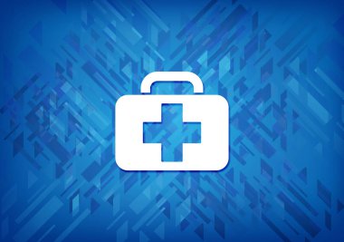 İlk yardım çantası simgesi üzerinde mavi arka plan soyut illüstrasyon izole