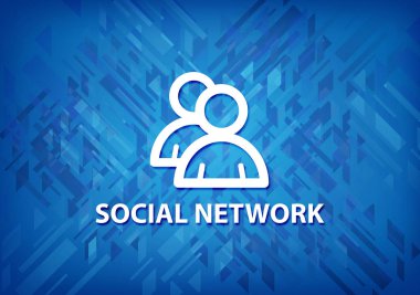 Sosyal ağ (Grup simgesi) üzerinde mavi arka plan soyut illüstrasyon izole