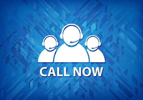 Call now (customer care team icon) isolated on blue background abstract illustration