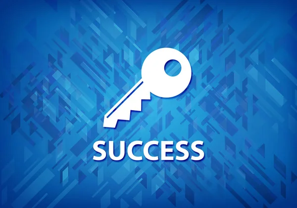 Success (key icon) isolated on blue background abstract illustration