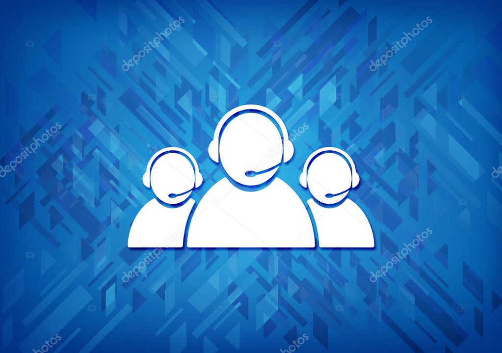 Customer care team icon isolated on blue background abstract illustration