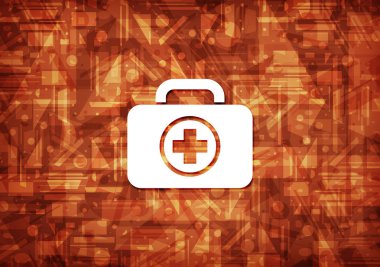 İlk yardım kiti simgesi üzerinde kahverengi zemin soyut illüstrasyon izole