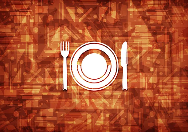 茶色の背景の抽象的なイラストに分離された食品板アイコン — ストック写真