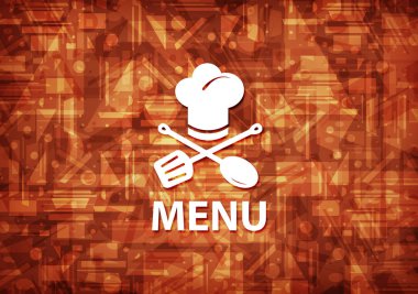 Üzerinde kahverengi zemin soyut illüstrasyon izole menü (Restoran simgesi)