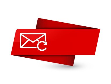 E-posta simgesi üzerinde sigorta primi kırmızı etiket işareti soyut illüstrasyon izole Yenile