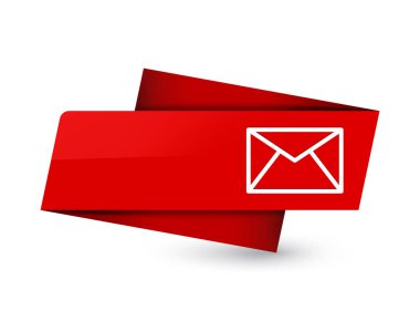 E-posta simgesi üzerinde sigorta primi kırmızı etiket işareti soyut illüstrasyon izole