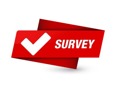 Anket (simge doğrulama) sigorta primi kırmızı etiket işareti soyut illüstrasyon izole