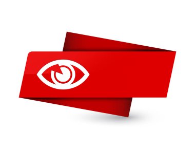 Sigorta primi kırmızı etiket işareti soyut illüstrasyon izole göz simgesini