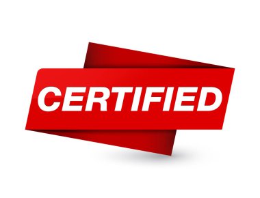 Sertifikalı izole üzerinde sigorta primi kırmızı etiket işareti illüstrasyon soyut