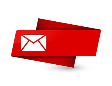 E-posta simgesi üzerinde sigorta primi kırmızı etiket işareti soyut illüstrasyon izole