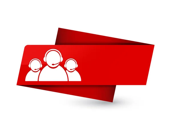 Customer care team icon isolated on premium red tag sign abstract illustration