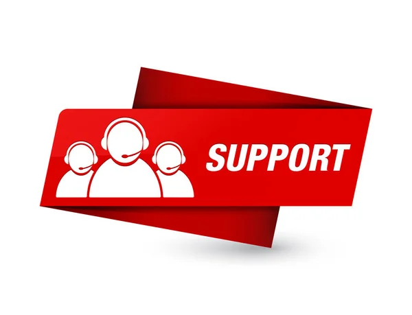 Support (customer care team icon) isolated on premium red tag sign abstract illustration