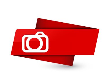 Sigorta primi kırmızı etiket işareti soyut illüstrasyon izole kamera simgesi