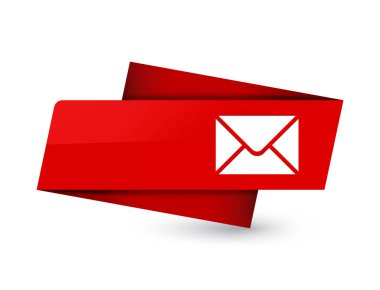 E-posta simgesi üzerinde sigorta primi kırmızı etiket işareti soyut illüstrasyon izole