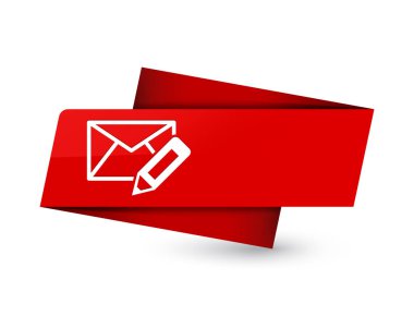E-posta simgesi üzerinde sigorta primi kırmızı etiket işareti soyut illüstrasyon izole Düzenle