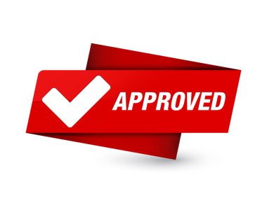 Onaylı (simge doğrulama) sigorta primi kırmızı etiket işareti soyut illüstrasyon izole