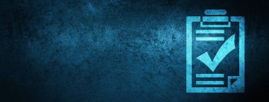 Özel mavi afiş arka plan soyut illüstrasyon izole denetim listesi simgesi