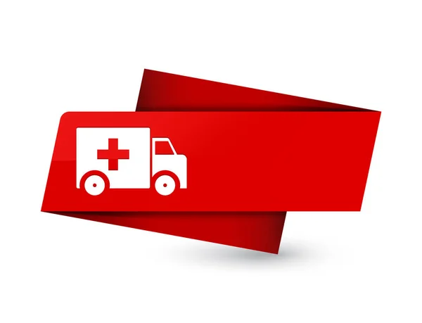 救护车图标被隔离在溢价红色标记符号抽象插图 — 图库照片