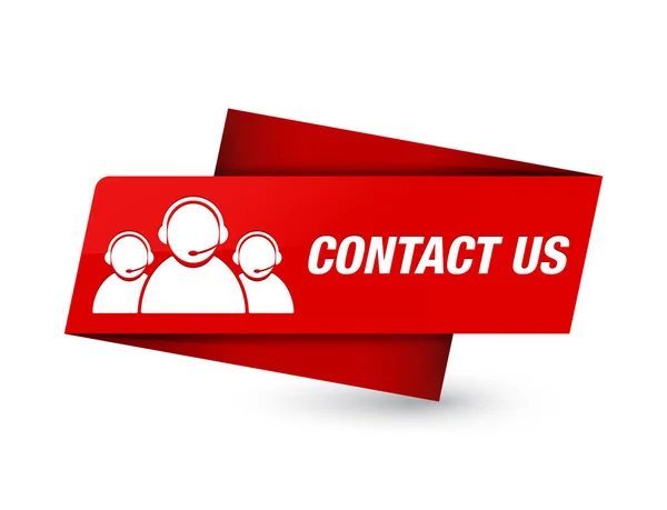 Contact us (customer care team icon) isolated on premium red tag sign abstract illustration