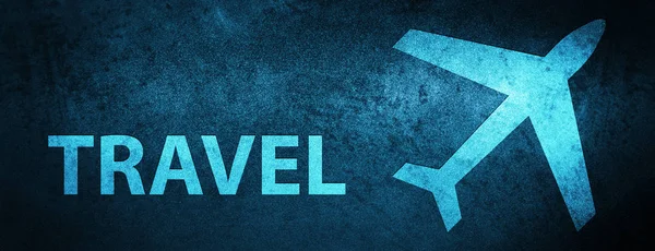 Utazás Repülővel Ikon Elszigetelt Speciális Kék Banner Háttér Absztrakt Illusztráció — Stock Fotó