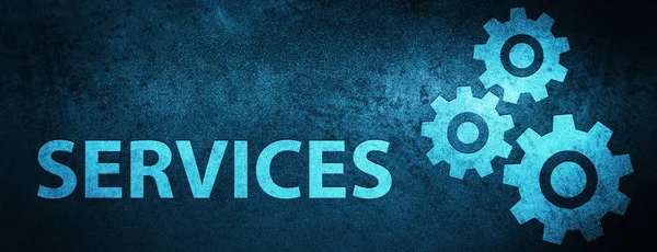Szolgáltatások Fogaskerekek Ikonra Elszigetelt Speciális Kék Banner Háttér Absztrakt Illusztráció — Stock Fotó