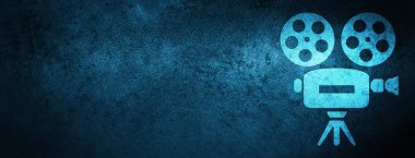 Özel mavi afiş arka plan soyut illüstrasyon izole video kamera simgesi