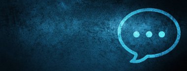 Konuşma balonu simgesinin özel mavi afiş arka plan soyut illüstrasyon izole