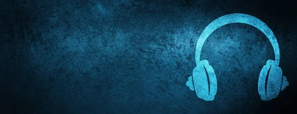 Özel mavi afiş arka plan soyut illüstrasyon izole kulaklık simgesi