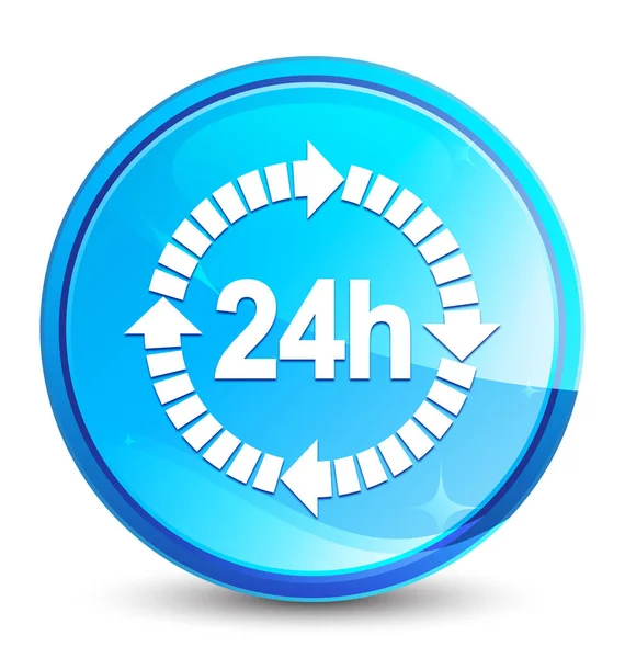 24 ώρες παράδοση εικόνα παφλασμών φυσικά μπλε στρογγυλό κουμπί — Διανυσματικό Αρχείο