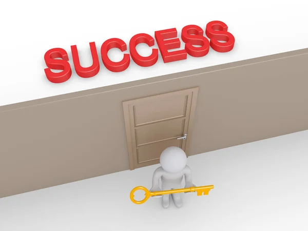 Osoba z kluczem oferuje dostęp do sukcesu — Zdjęcie stockowe