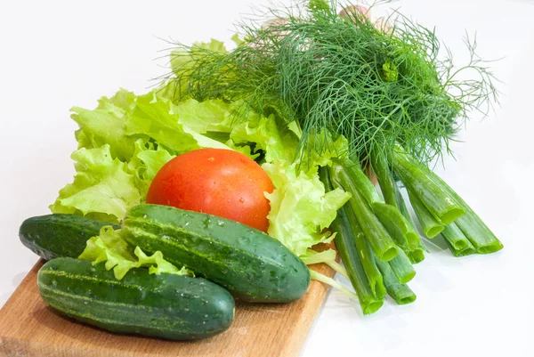 Eine Frische Gemüsegruppe Auf Weißem Hintergrund — Stockfoto