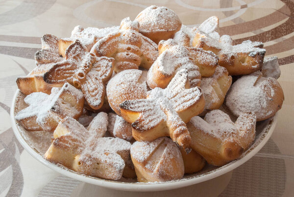 Sweet biscuit in powder homemade close-up