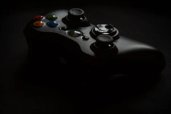 Gamepad Zwarte Achtergrond Close Studio Opname — Stockfoto