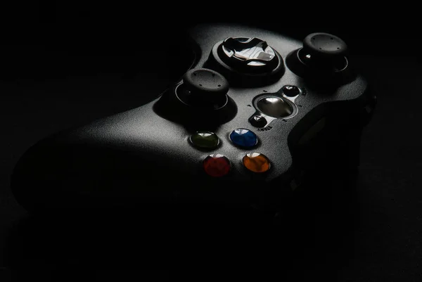 Gamepad Sur Fond Noir Plan Rapproché Studio — Photo