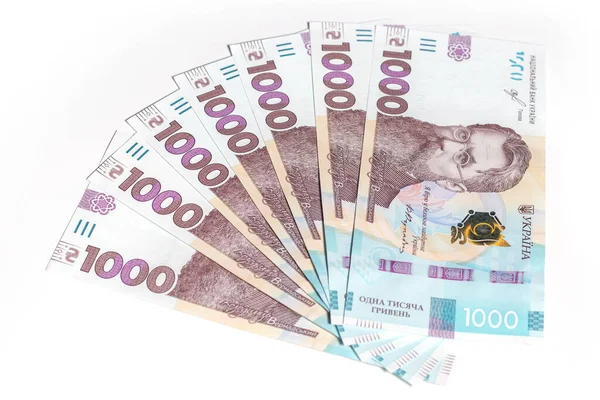 Ukraińska Hrywna Nowe Banknoty 1000 Hrywien Hrywna Uah Pieniądze — Zdjęcie stockowe