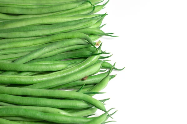 Haricots Verts Isolés Sur Fond Blanc Espace Copie — Photo